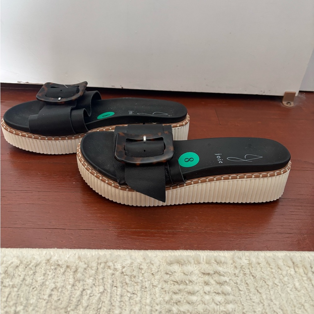 NWT Joie Lyla Black Platform Slide Sandals Size 8